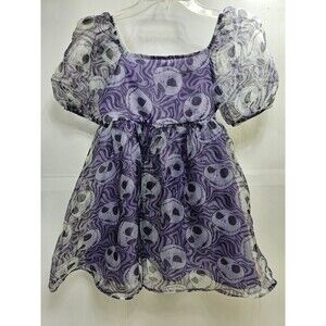 The Nightmare Before Christmas GIRLS Jack Skellington Tulle Dress Purple L...